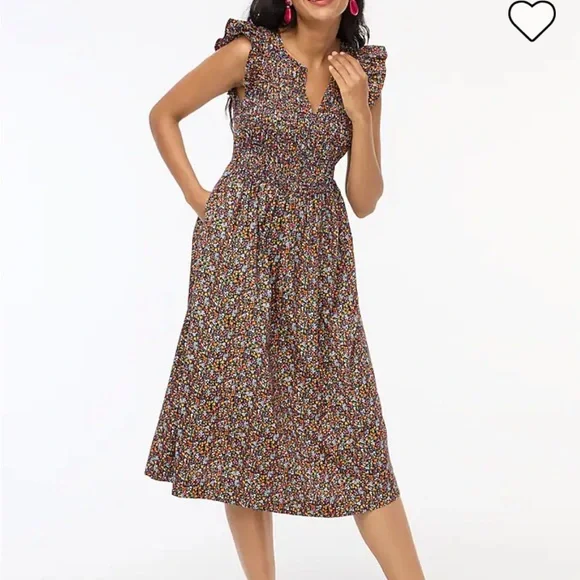 Navy with flower print midi dress - Picture 3 of 5